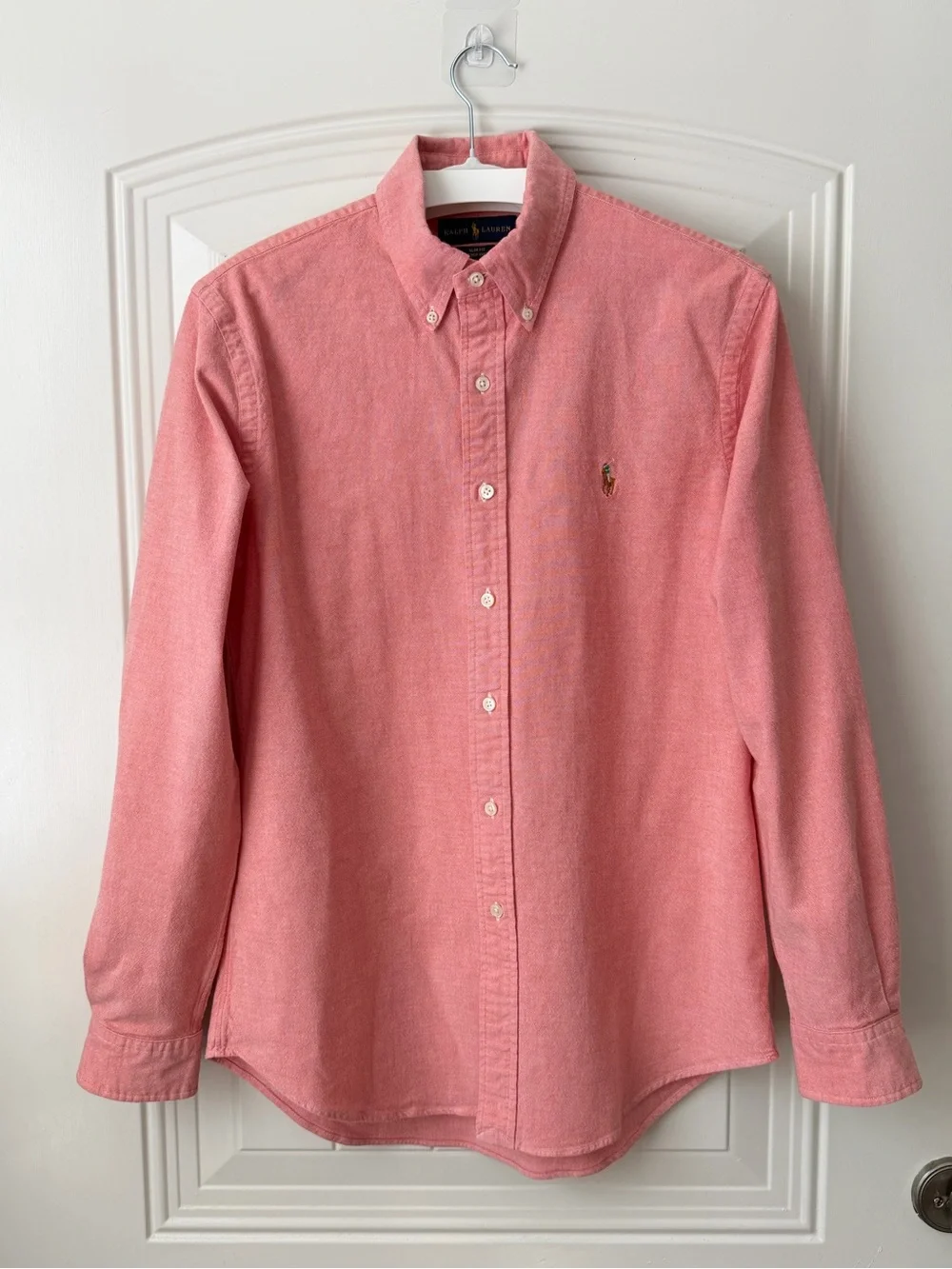 Ralph Lauren Slim Fit Stretch Oxford Shirt Coral Pink L